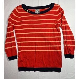 Hi There Red Striped Long Sleeve Knit Top Nautical Style‎ Women's Size S